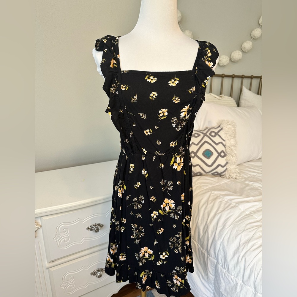 Wild Fable Black Floral Feminine Whimsygoth Spring Summer Hope Floats Dress XS